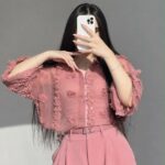 شومیز شیشه ای گل دار پینترستی کد 6562