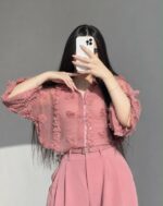 شومیز شیشه ای گل دار پینترستی کد 6562