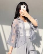شومیز شیشه ای گل دار پینترستی کد 6562 - Image 4