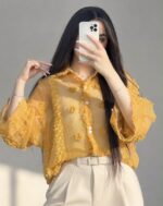 شومیز شیشه ای گل دار پینترستی کد 6562 - Image 2